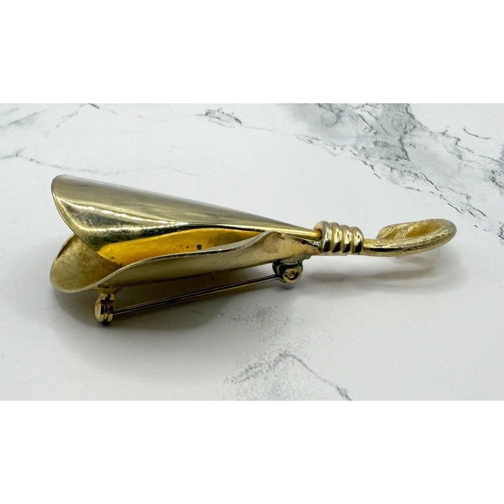 Vintage Gold Tone Umbrella Brooch‎ Large 3